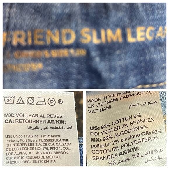 Chico’s Jeans Girlfriend Slim Leg High Rise Ankle Chico's Size 1.5 - Size 10 - Picture 6 of 7